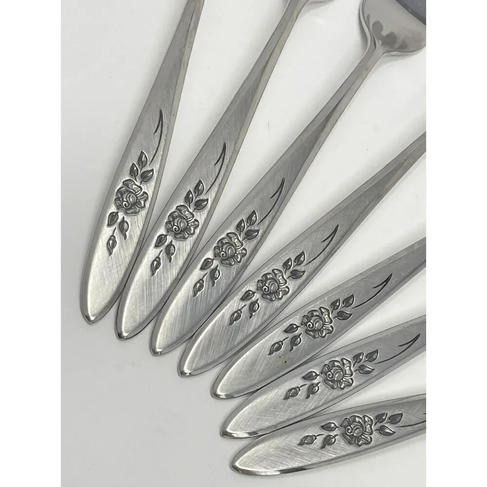 Vintage Oneida Community ROSE SHADOW Stainless Salad Forks 6.75
